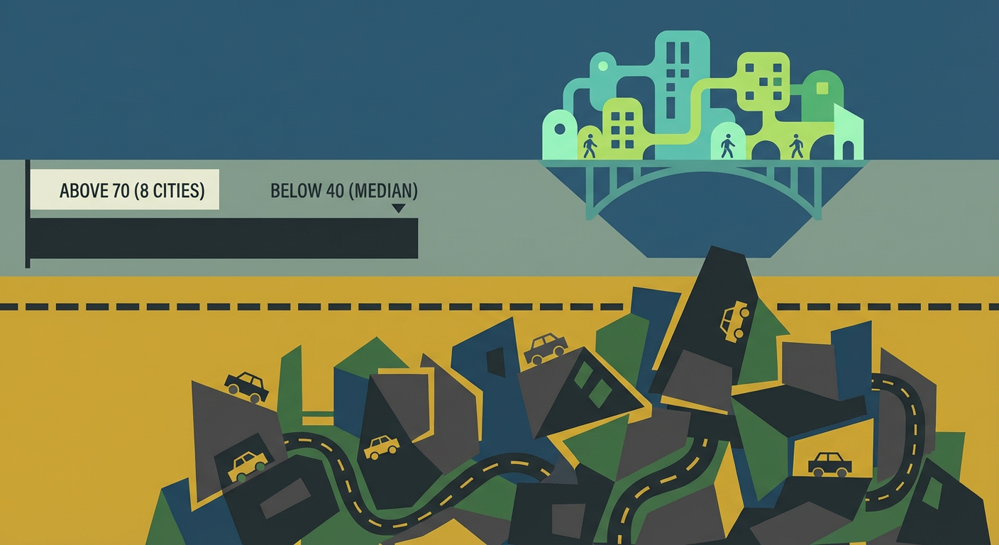 Illustration for The 15-Minute City Backlash Is Real — Here's What the Data Actually Says About Your Town's Walkability Score